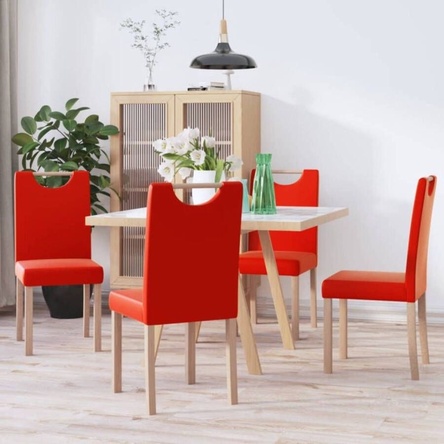 VIDAXL Eetkamerstoelen 4 st kunstleer rood