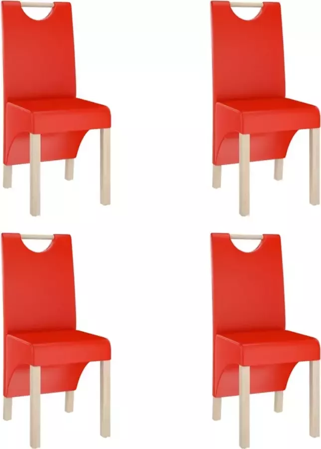 VidaXL -Eetkamerstoelen-4-st-kunstleer-rood - Foto 2