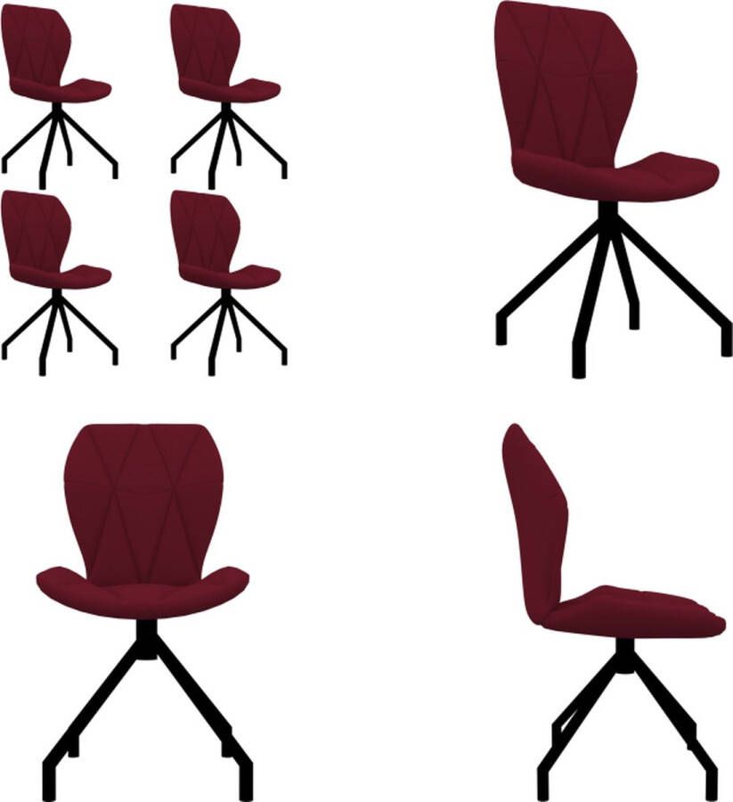 VidaXL Eetkamerstoelen 4 st kunstleer rood Eetstoel Eetstoelen Eetkamerstoel Dinerstoel