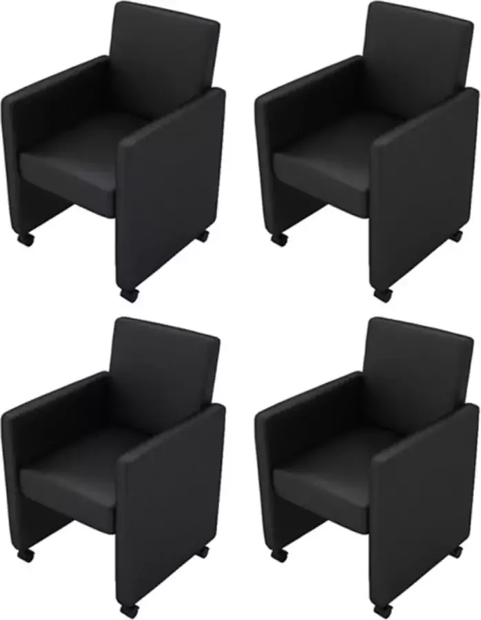 Vida XL Eetkamerstoelen 4 st kunstleer zwart SKU: V160183 - Foto 2