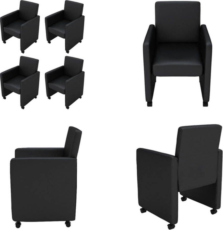 Vida XL Eetkamerstoelen 4 st kunstleer zwart SKU: V160183 - Foto 2
