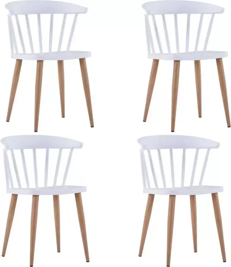 VidaXL Eetkamerstoelen 4 st kunststof staal wit