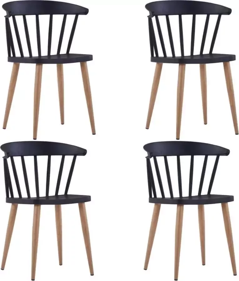 VidaXL Eetkamerstoelen 4 st kunststof staal zwart