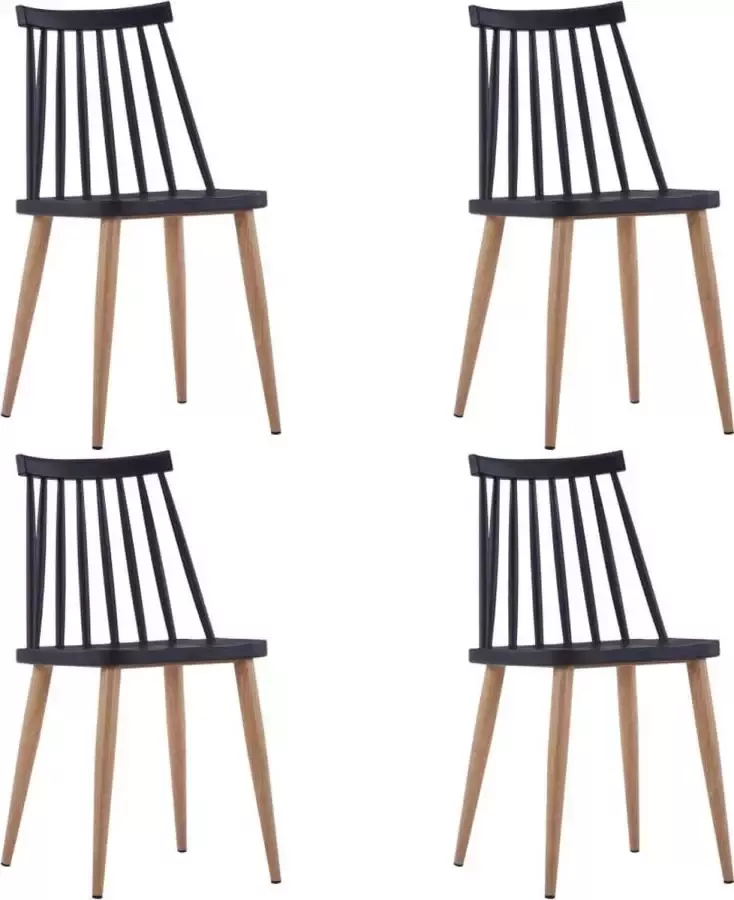 VidaXL -Eetkamerstoelen-4-st-kunststof-zwart