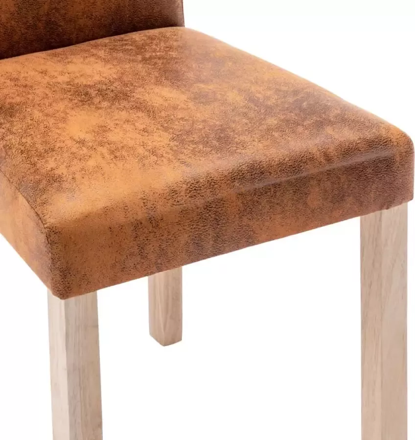 VidaXL Eetkamerstoelen 4 St Kunstsuède Bruin - Foto 2