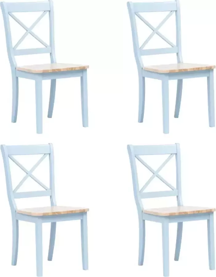 VidaXL Eetkamerstoelen 4 st massief rubberwood grijs lichthoutkleurig