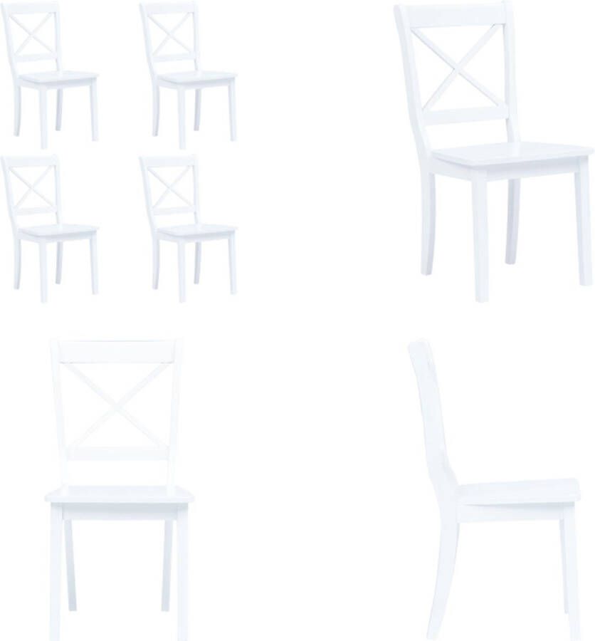 VidaXL -Eetkamerstoelen-4-st-massief-rubberwood-wit - Foto 2