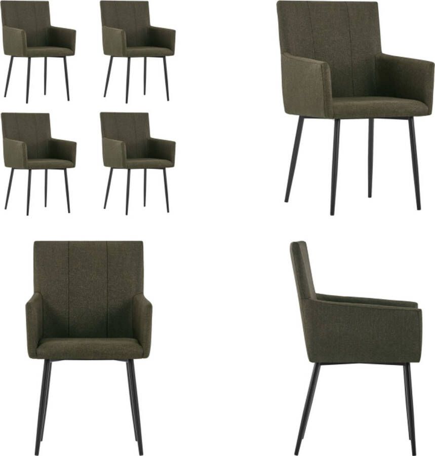 VidaXL Eetkamerstoelen 4 st met armleuningen stof bruin Eetkamerstoel Eetkamerstoelen Keukenstoelen Keukenstoel