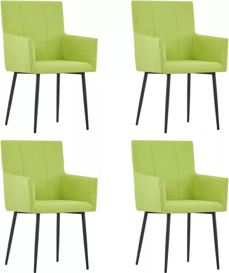 VIDAXL Eetkamerstoelen 4 st met armleuningen stof groen - Foto 2