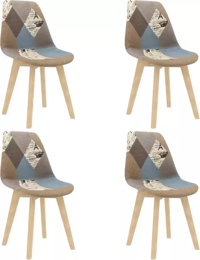 VidaXL Eetkamerstoelen 4 st met patchwork ontwerp stof grijs