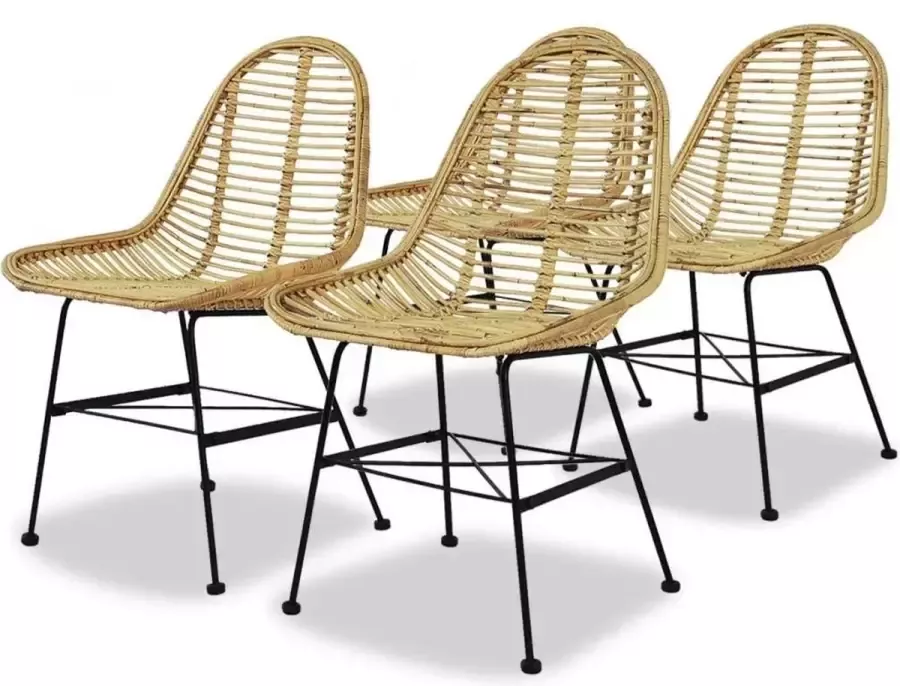 VidaXL -Eetkamerstoelen-4-st-natuurlijk-rattan - Foto 2