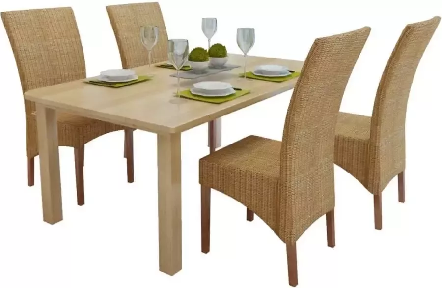 VidaXL -Eetkamerstoelen-4-st-natuurlijk-rattan-bruin - Foto 2