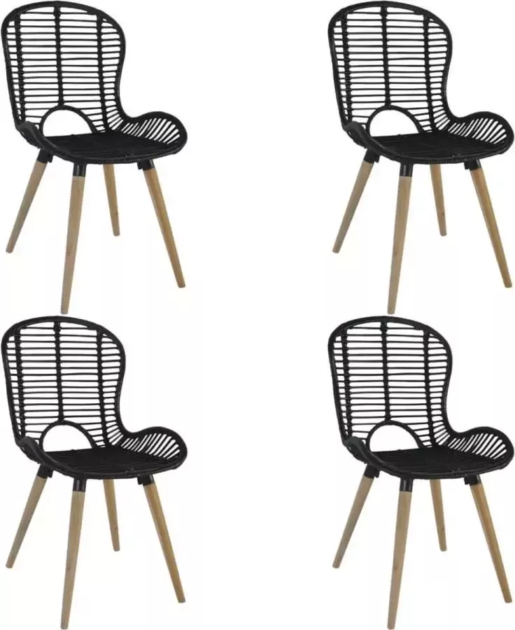 Vida XL Eetkamerstoelen 4 st natuurlijk rattan zwart SKU: V246808 - Foto 4