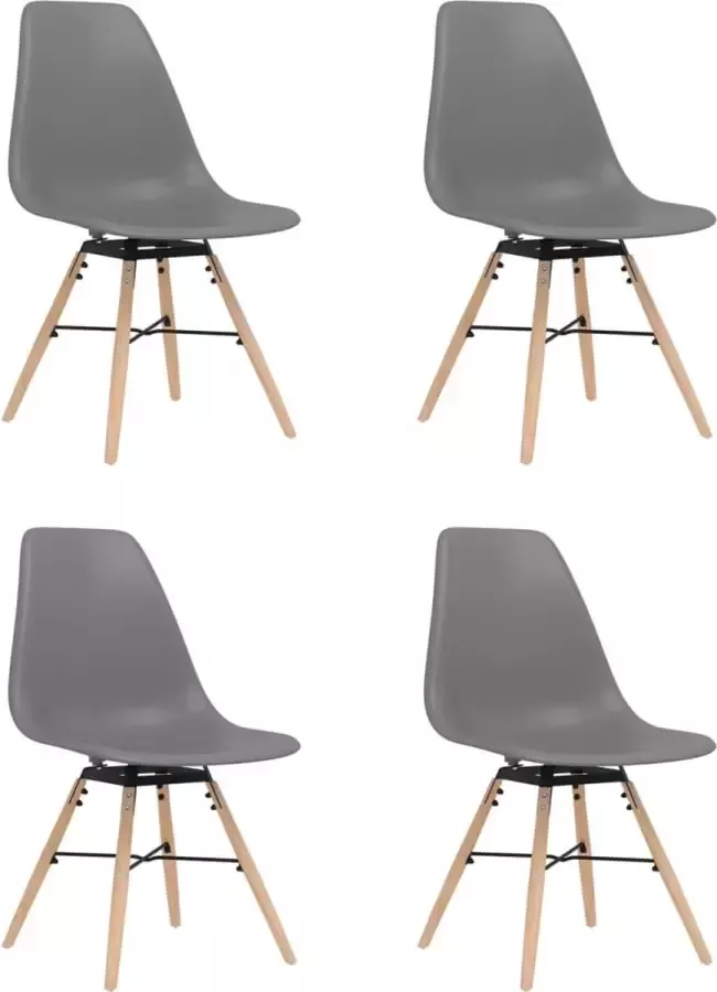 VIDAXL Eetkamerstoelen 4 st PP grijs - Foto 2