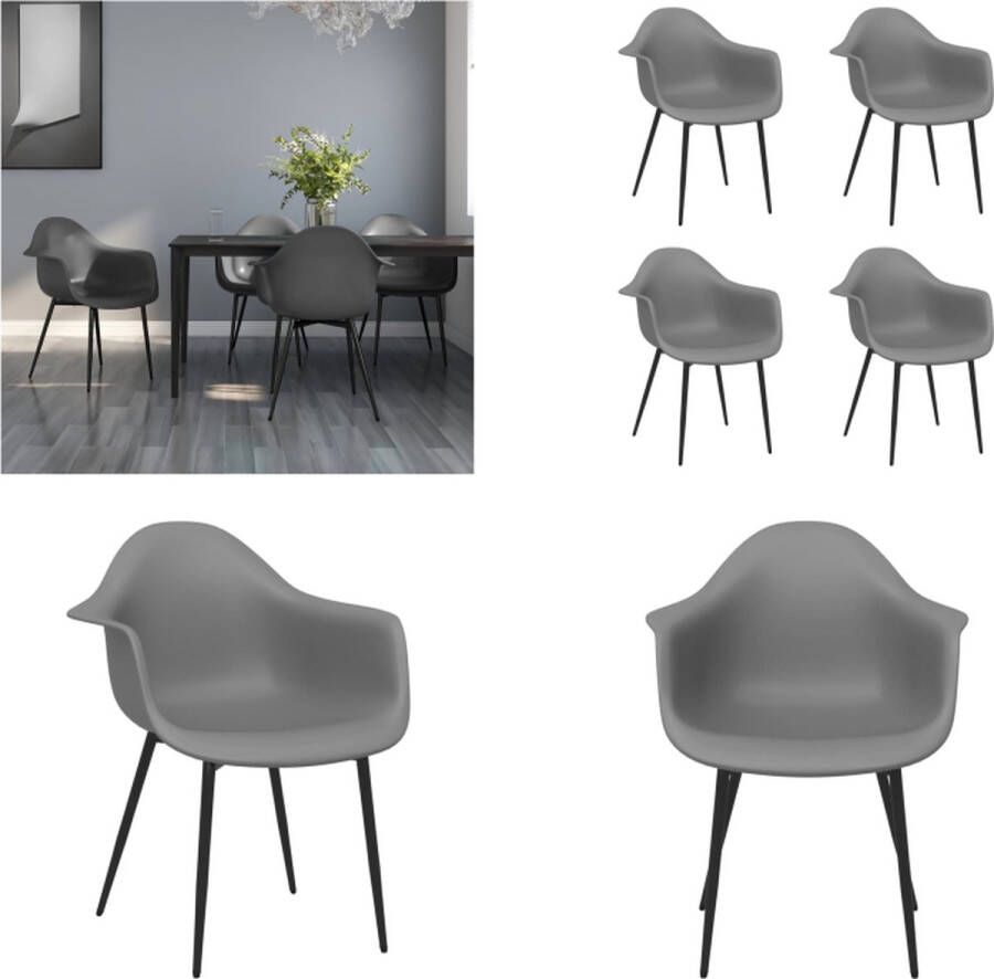 VidaXL -Eetkamerstoelen-4-st-PP-grijs - Foto 2