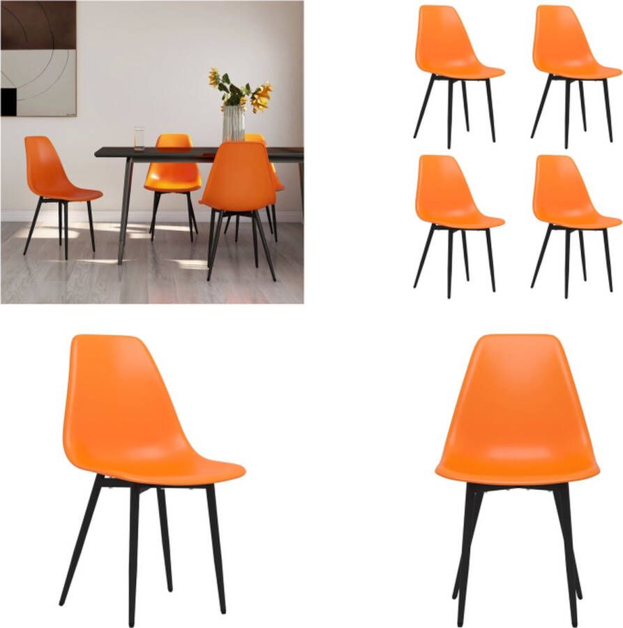 VidaXL Eetkamerstoelen 4 st PP oranje Eetkamerstoel Eetkamerstoelen Keukenstoel Keukenstoelen