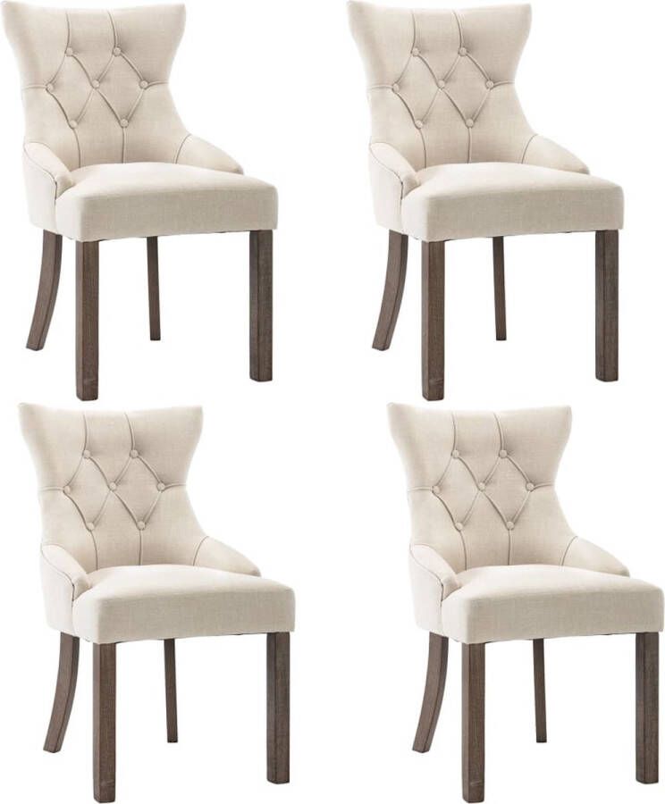 VidaXL -Eetkamerstoelen-4-st-stof-beige - Foto 3