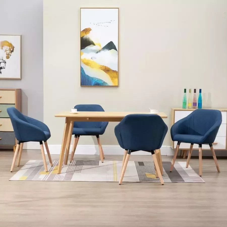 VIDAXL Eetkamerstoelen 4 st stof blauw - Foto 2