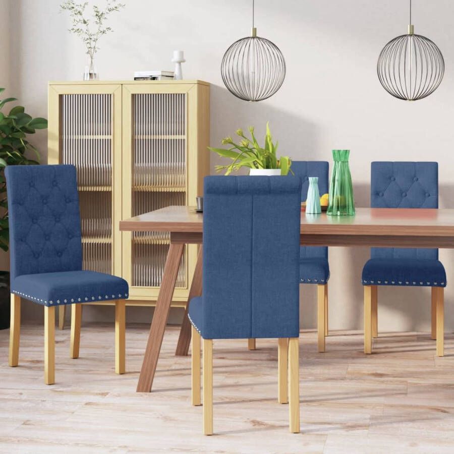 VIDAXL Eetkamerstoelen 4 st stof blauw - Foto 2