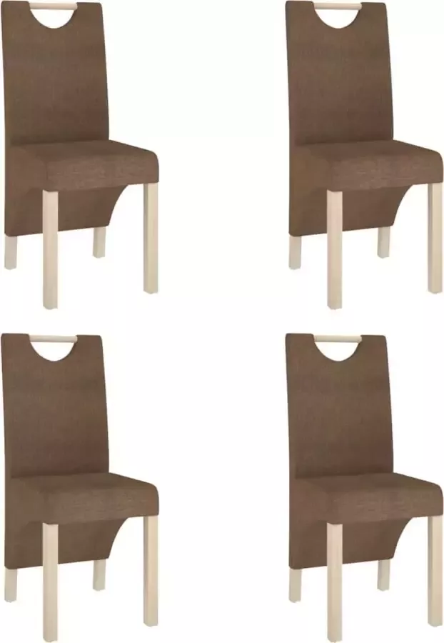 VidaXL Eetkamerstoelen 4 st stof bruin - Foto 2