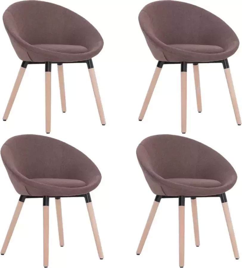 VidaXL Eetkamerstoelen 4 st stof bruin - Foto 2