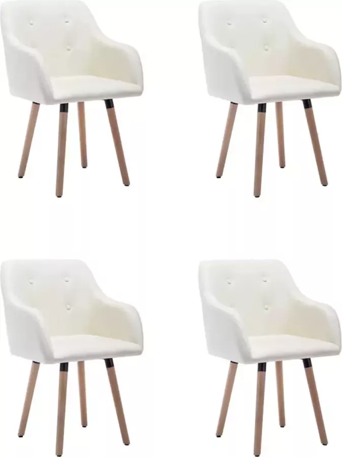 VIDAXL Eetkamerstoelen 4 st stof crème