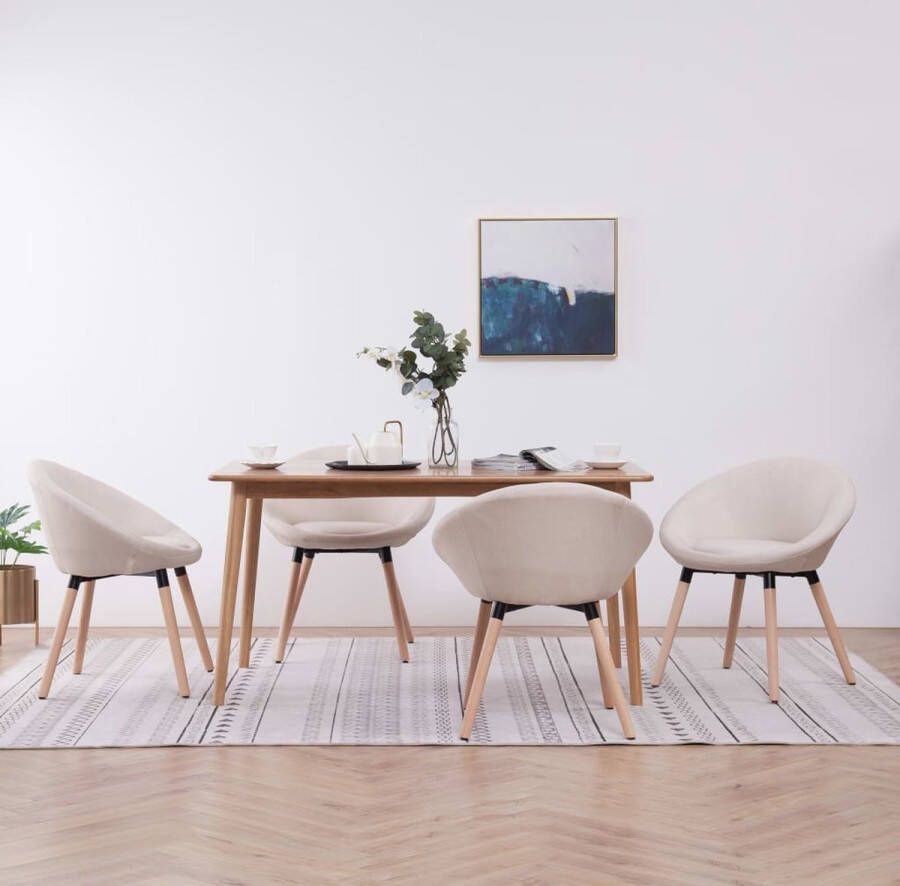 VidaXL Eetkamerstoelen 4 st stof crèmekleurig