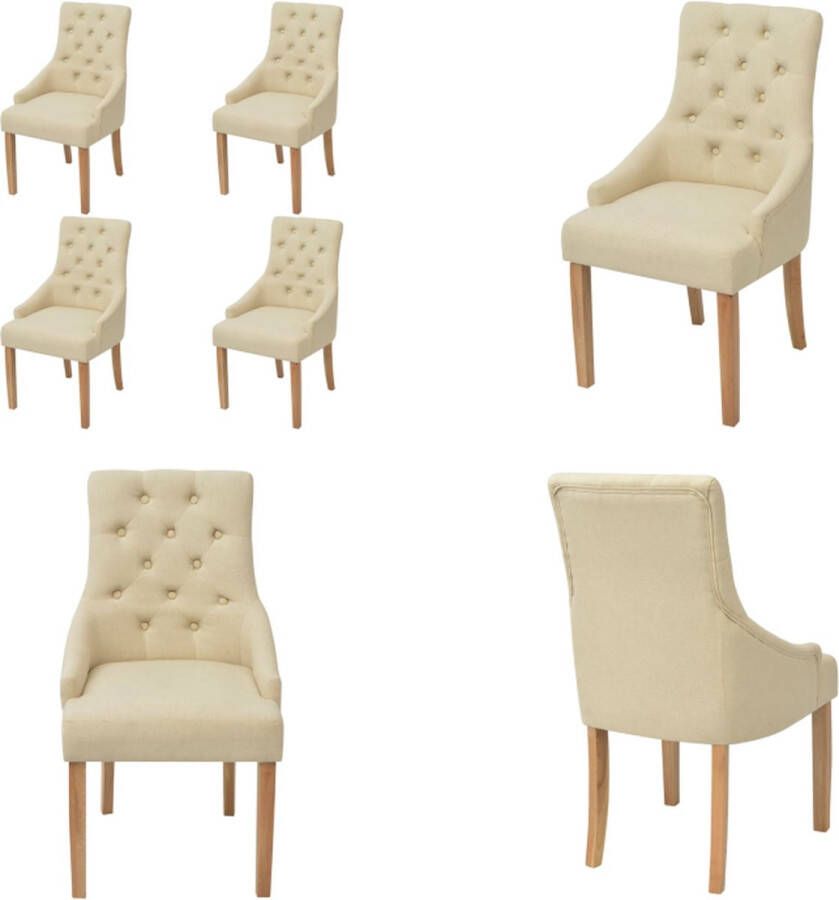 VidaXL Eetkamerstoelen 4 st stof crèmekleurig Eetkamerstoel Eetkamerstoelen Bijzetstoel Bijzetstoelen