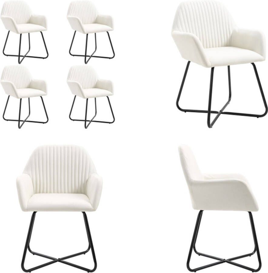 Vida XL vidaXL Eetkamerstoelen 4 st stof crÃ¨mekleurig-VXL-244088
