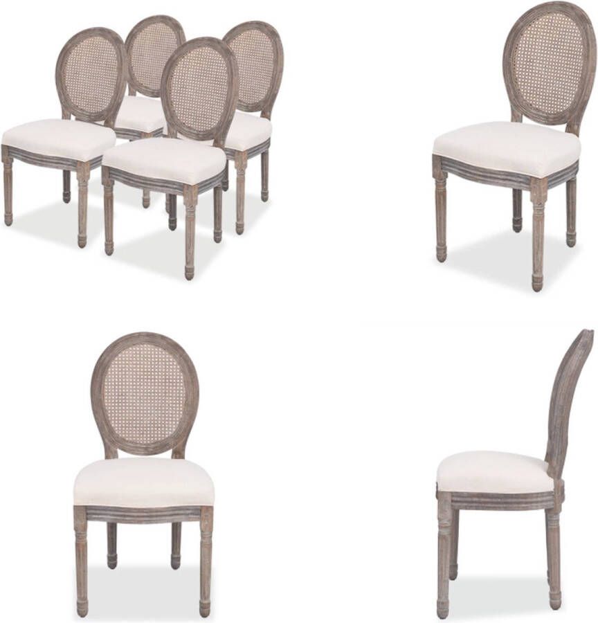 VidaXL Eetkamerstoelen 4 st stof crèmekleurig Eetkamerstoel Eetkamerstoelen Keukenstoelen Keukenstoel