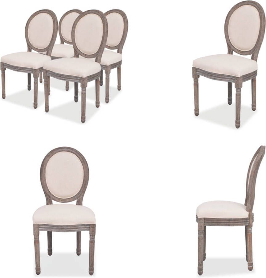 Vida XL vidaXL Eetkamerstoelen 4 st stof crÃ¨mekleurig-VXL-244088 - Foto 2