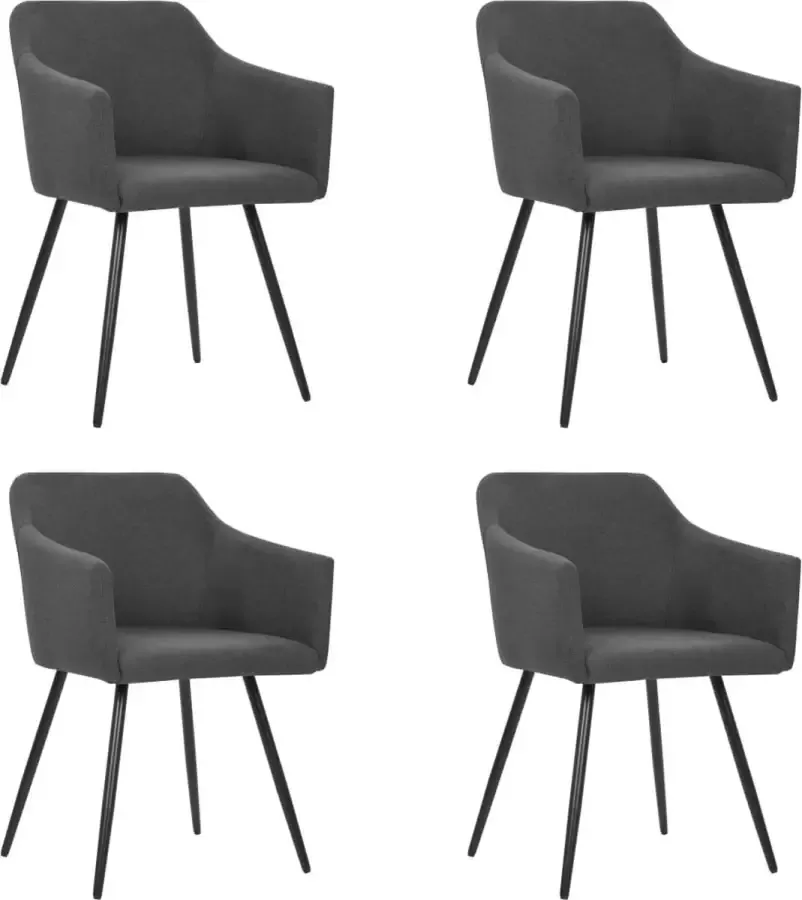 VidaXL Eetkamerstoelen 4 st stof donkergrijs - Foto 2
