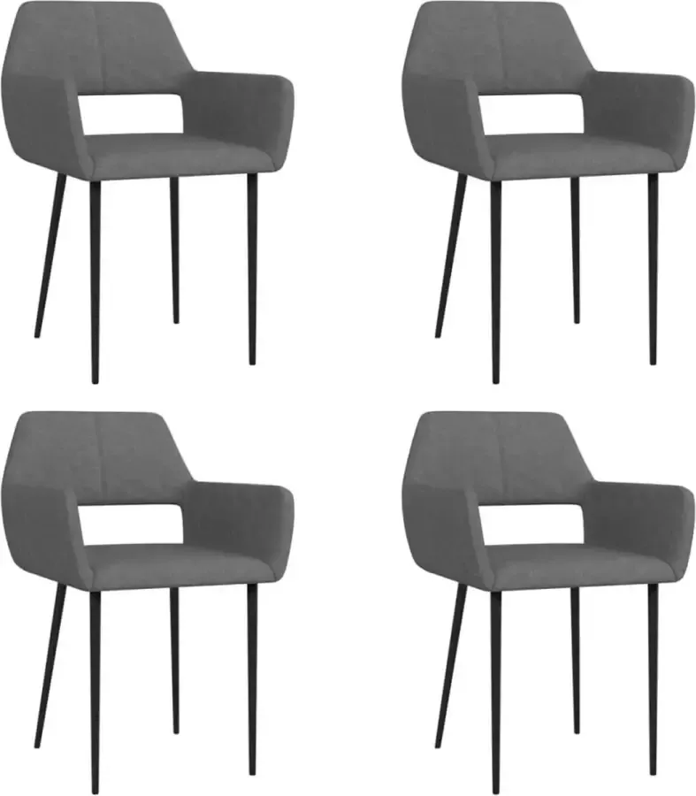 VidaXL Eetkamerstoelen 4 st stof donkergrijs