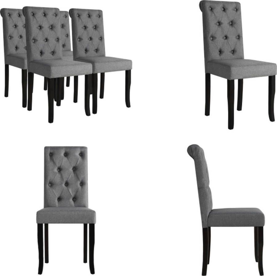 VidaXL Eetkamerstoelen 4 st stof donkergrijs Eetstoel Eetstoelen Stoel Stoelen