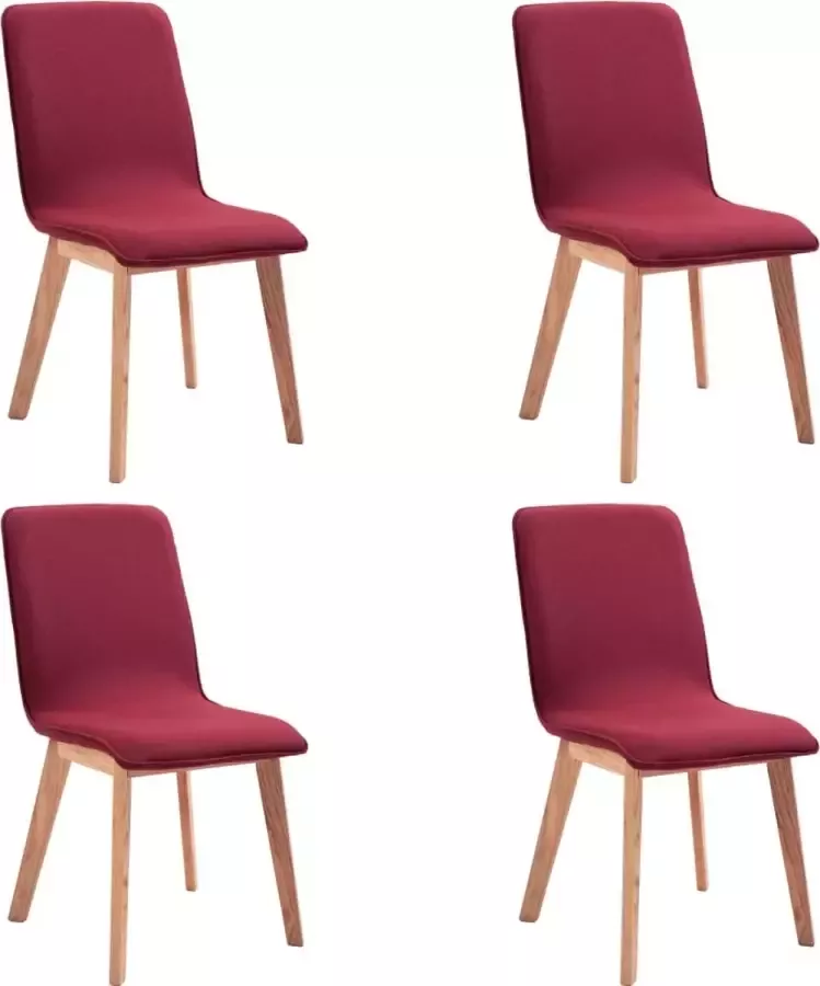 VidaXL Eetkamerstoelen 4 st stof en massief eikenhout rood - Foto 1