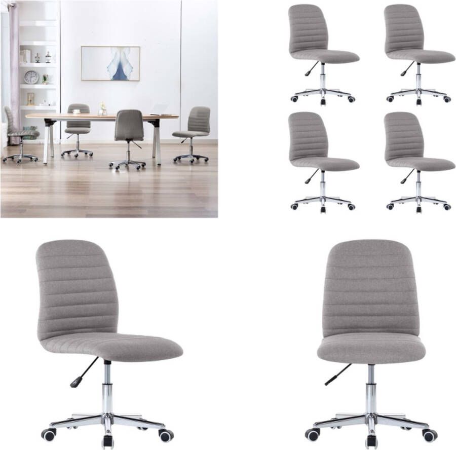 VidaXL -Eetkamerstoelen-4-st-stof-lichtgrijs - Foto 2