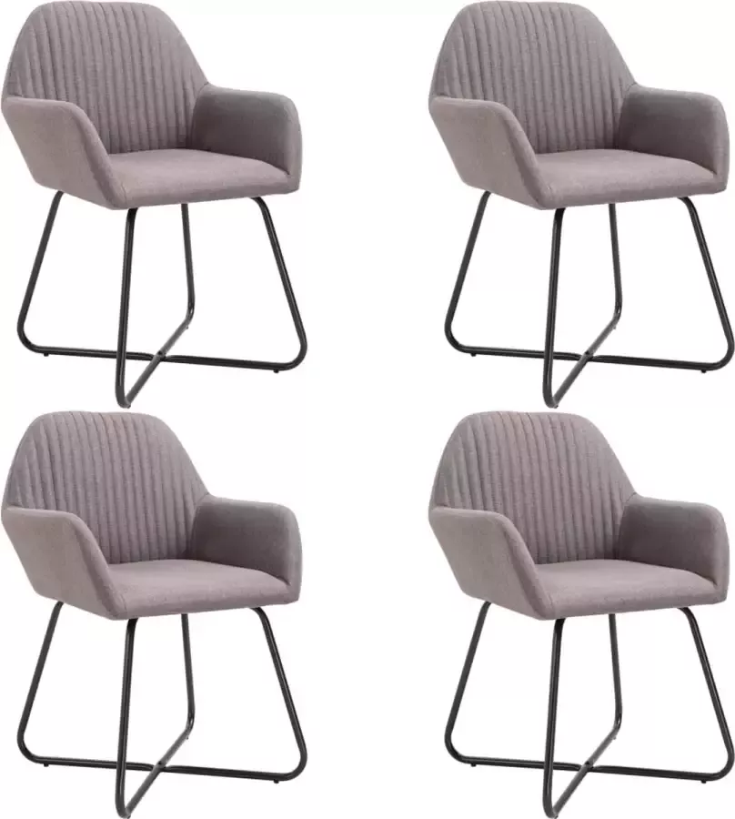 VIDAXL Eetkamerstoelen 4 st draaibaar stof taupe