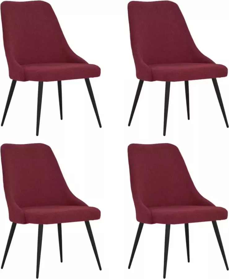 VidaXL Eetkamerstoelen 4 st stof wijnrood