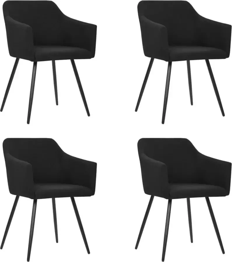 VidaXL Eetkamerstoelen 4 st stof zwart - Foto 2