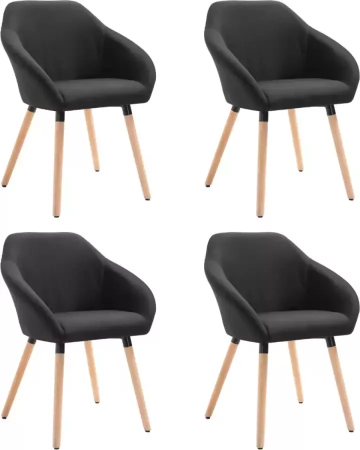VidaXL Eetkamerstoelen 4 st stof zwart - Foto 2