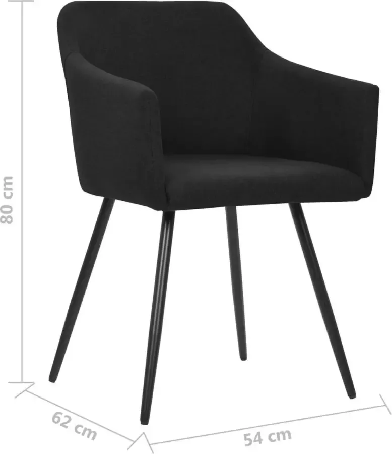 VidaXL Eetkamerstoelen 4 st stof zwart
