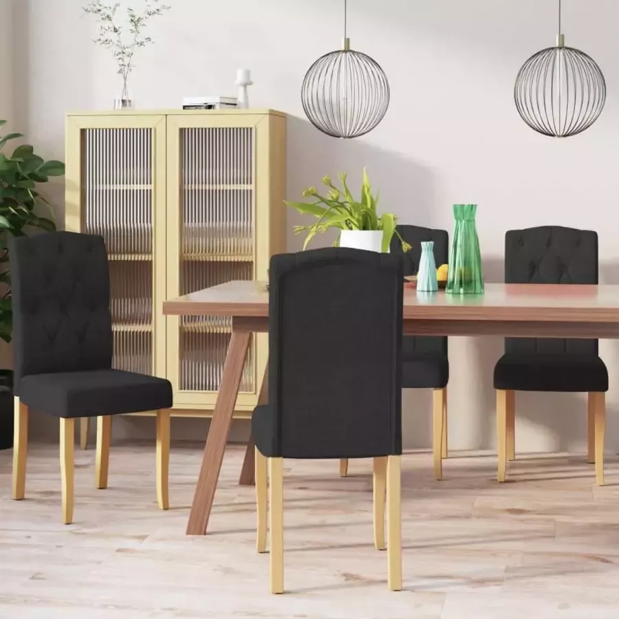 VidaXL Eetkamerstoelen 4 st stof zwart