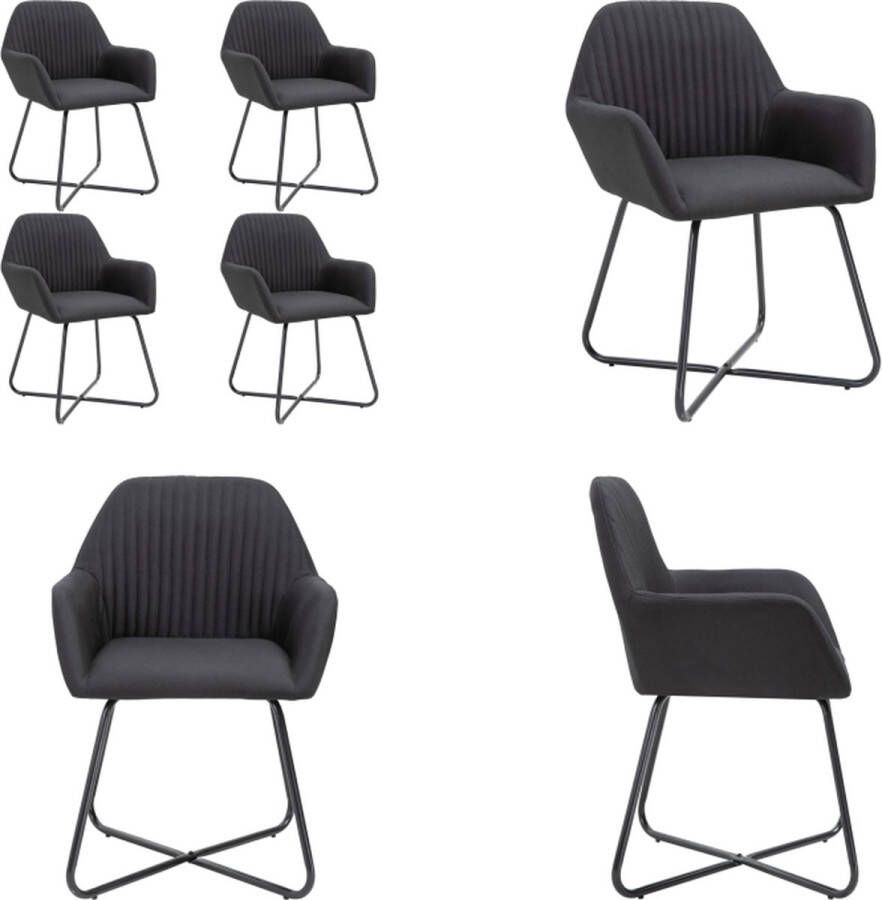 VidaXL -Eetkamerstoelen-4-st-stof-zwart