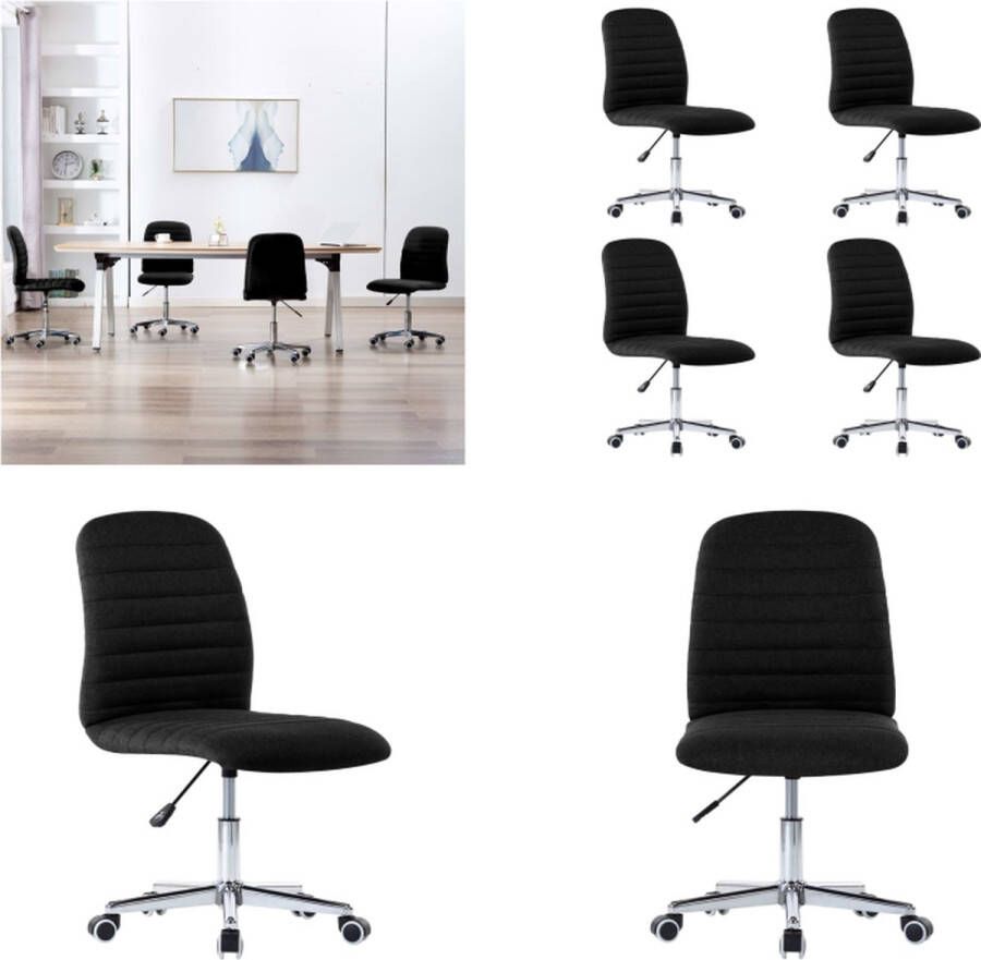 VidaXL Eetkamerstoelen 4 st stof zwart Eetkamerstoel Eetkamerstoelen Dinerstoel Dinerstoelen