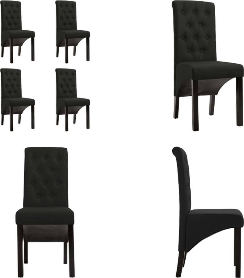VidaXL Eetkamerstoelen 4 st stof zwart Eetkamerstoel Eetkamerstoelen Eetkamer Stoel Eetkamer Stoelen