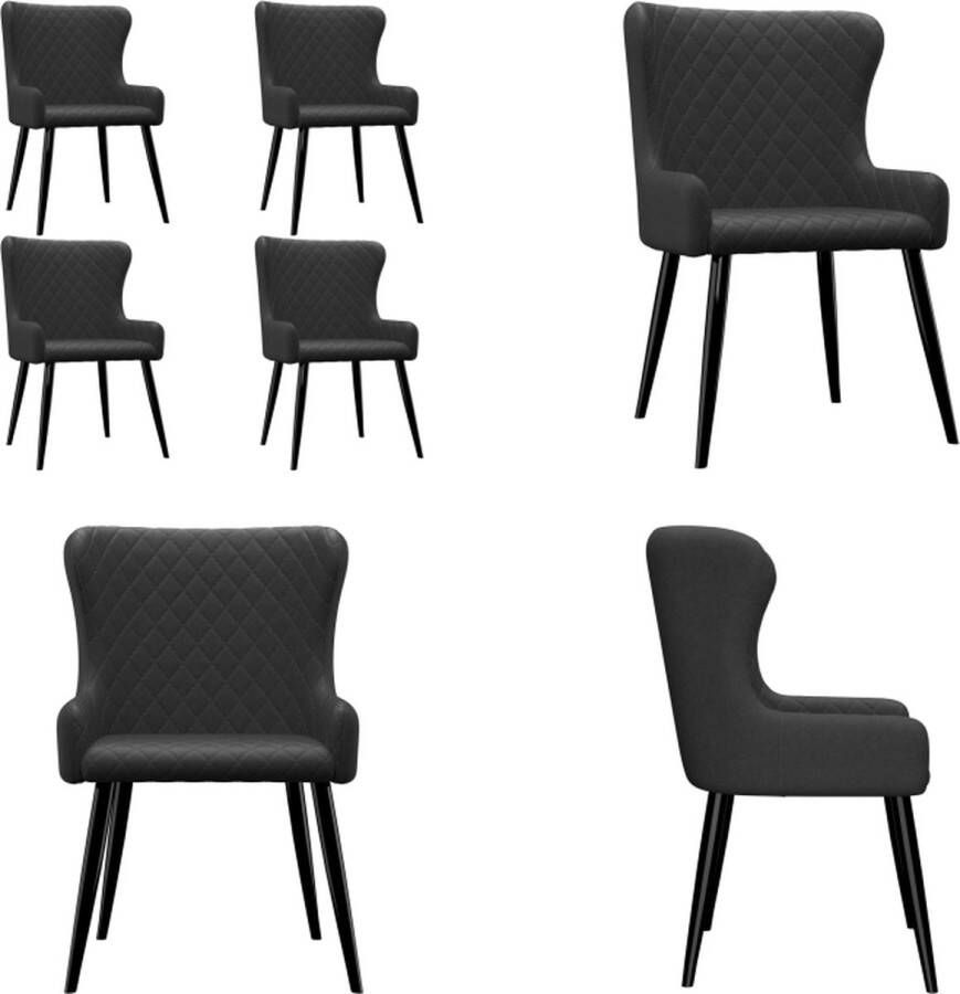 vidaXL Eetkamerstoelen 4 st stof zwart Eetkamerstoel Eetkamerstoelen Keukenstoelen Keukenstoel