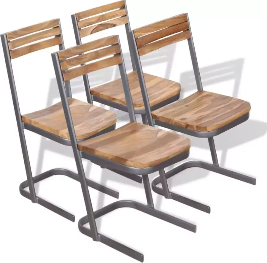 VidaXL -Eetkamerstoelen-4-stuks-massief-teakhout - Foto 2