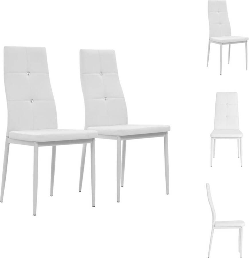VidaXL Eetkamerstoel Eetkamerstoelen Keukenstoelen Keukenstoel Eetkamerstoelen 2 st kunstleer wit