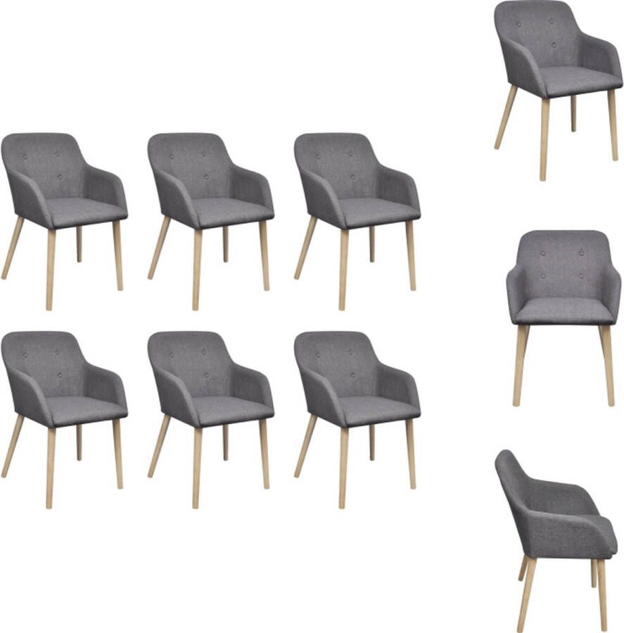 VidaXL Eetkamerstoel Eetkamerstoelen Eetkamer Stoel Eetkamer Stoelen Eetkamerstoelen 6 st stof en massief eikenhout lichtgrijs