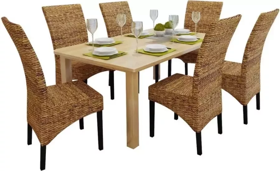 VidaXL -Eetkamerstoelen-6-st-abaca-en-massief-mangohout - Foto 7